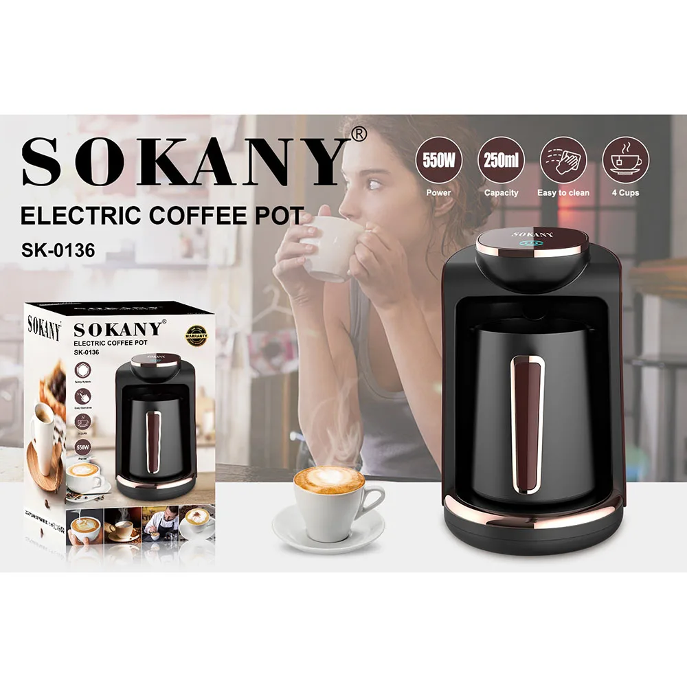 Electric Coffee Pot Stainless Steel Coffee Maker Electric Pot 550W Can Make 4Cups Household Automatic Turkish Coffee Machine