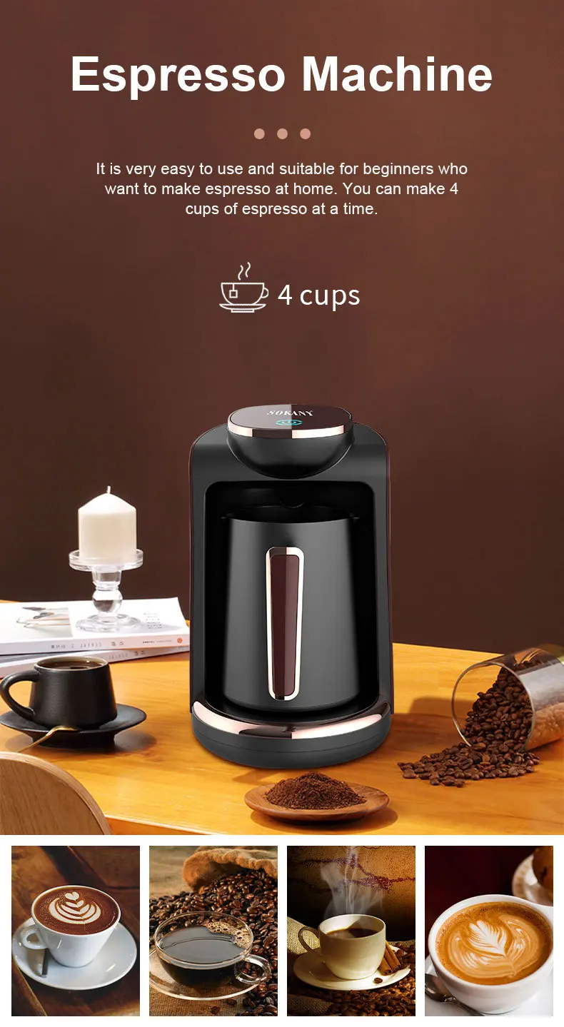 Electric Coffee Pot Stainless Steel Coffee Maker Electric Pot 550W Can Make 4Cups Household Automatic Turkish Coffee Machine