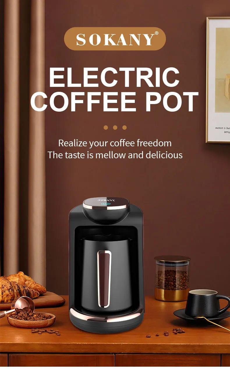 Electric Coffee Pot Stainless Steel Coffee Maker Electric Pot 550W Can Make 4Cups Household Automatic Turkish Coffee Machine