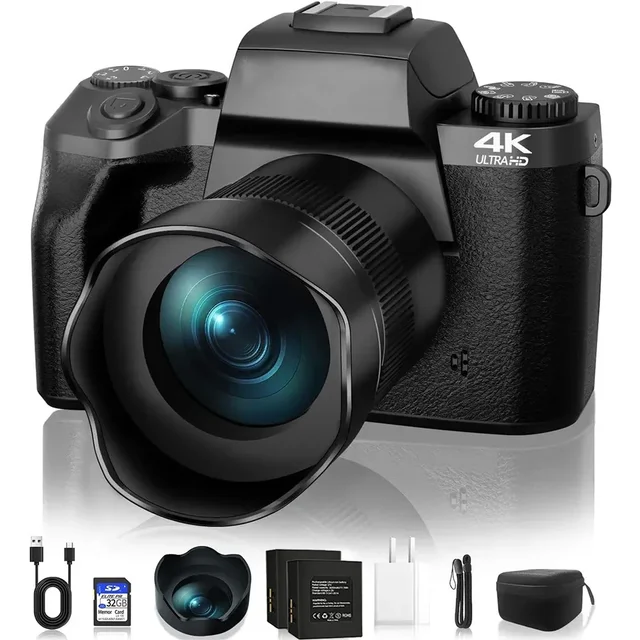 Auto Focus 64MP Digital Camera SLR DSLR For Photography 4K 60FPS Vlog Camcorder 4 Inch 16X Zoom Touch Youtube Livestream Webcam