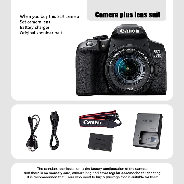 New Canon EOS 850D SLR digital camera 4K HD camera with EF-S 18-55mm F4-F5.6 IS STM lens