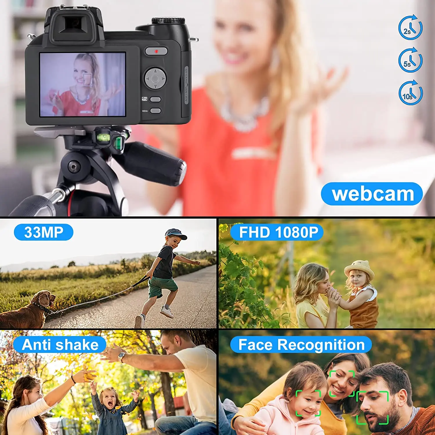 G-Anica Digital SLR Camera 33MP DSLR Camera With 24X Telephoto Lens 1080P Video Camera Professional Digital Camera