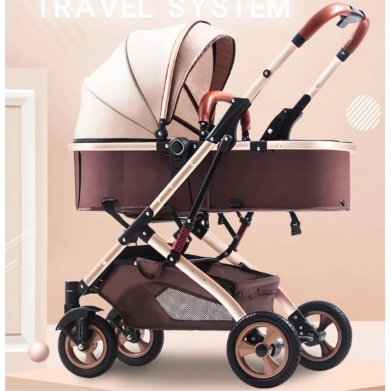 Lightweight And Reclining Baby Stroller With Foldable Bidirectional High Landscape Shock Absorption Four Wheeled Stroller Hot