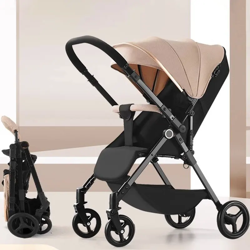 Two-Way Baby Stroller is Lightweight and Can Sit and Lie High Landscape One-Click Folding Trolley Baby Four-Wheel Shock Absorber