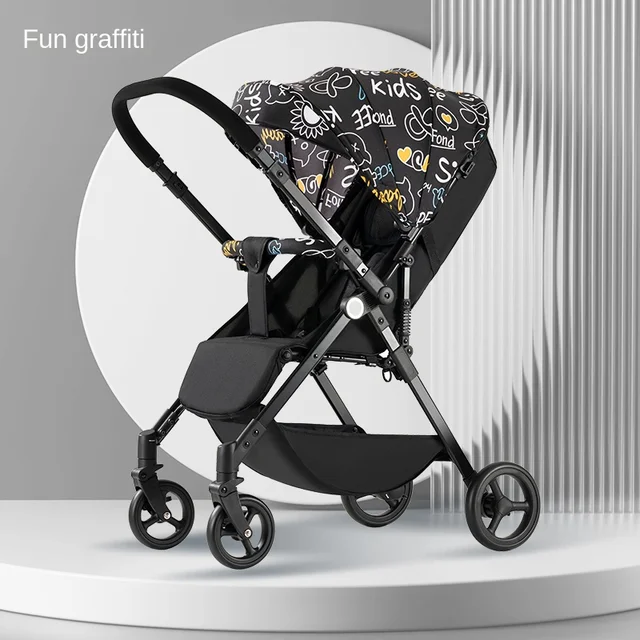 Two-Way Baby Stroller is Lightweight and Can Sit and Lie High Landscape One-Click Folding Trolley Baby Four-Wheel Shock Absorber