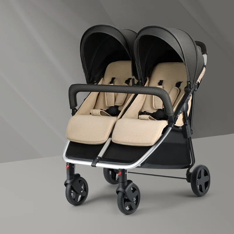 Twin Baby Stroller Second Child Baby Sitting and Lying Stroller Push Non-detachable Strollers Side By Side lightweight strollers
