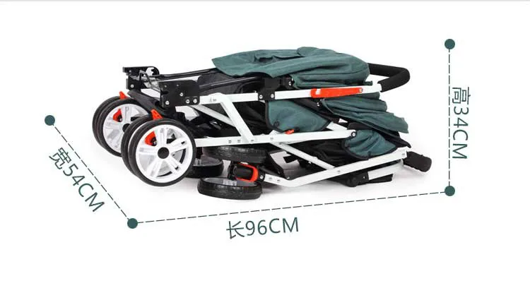 Twin Baby Strollers Lightweight Folding Front Rear Reclining Trolley Baby Double Stroller Can Lie Flat