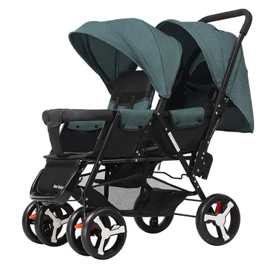 Twin Baby Strollers Lightweight Folding Front Rear Reclining Trolley Baby Double Stroller Can Lie Flat