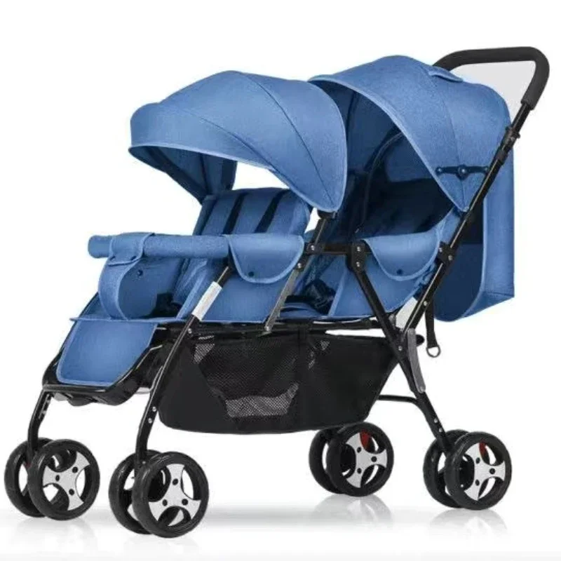 Twin Baby Stroller Lightweight Folding Cart High Landscape Suspension Baby Carriage adjustable Four Wheel Stroller