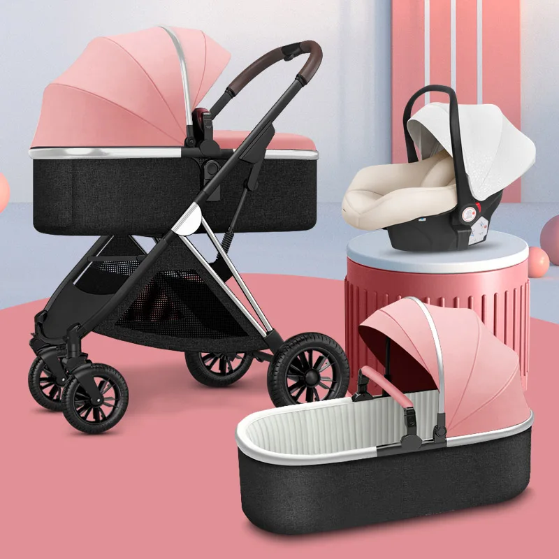 Baby Stroller Four Wheel Trolley 2 in 1/ 3 in 1 High Landscape Folding Portable Trolley Two Way