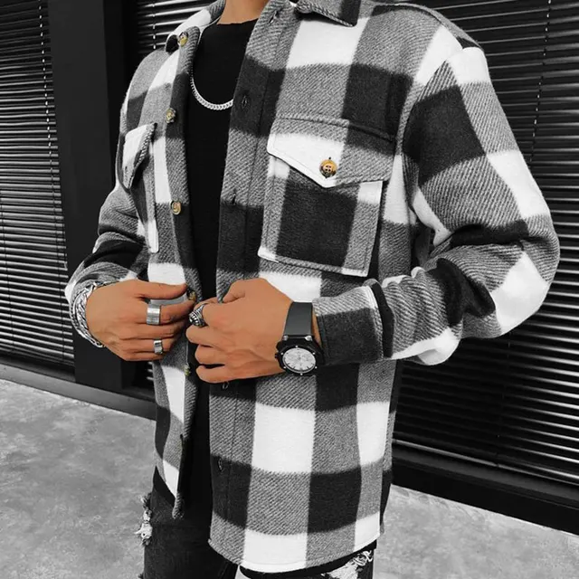 Men Casual Plaid Flannel Shirt Thick Warm Jacket High Quality Soft Shirt S-3XL