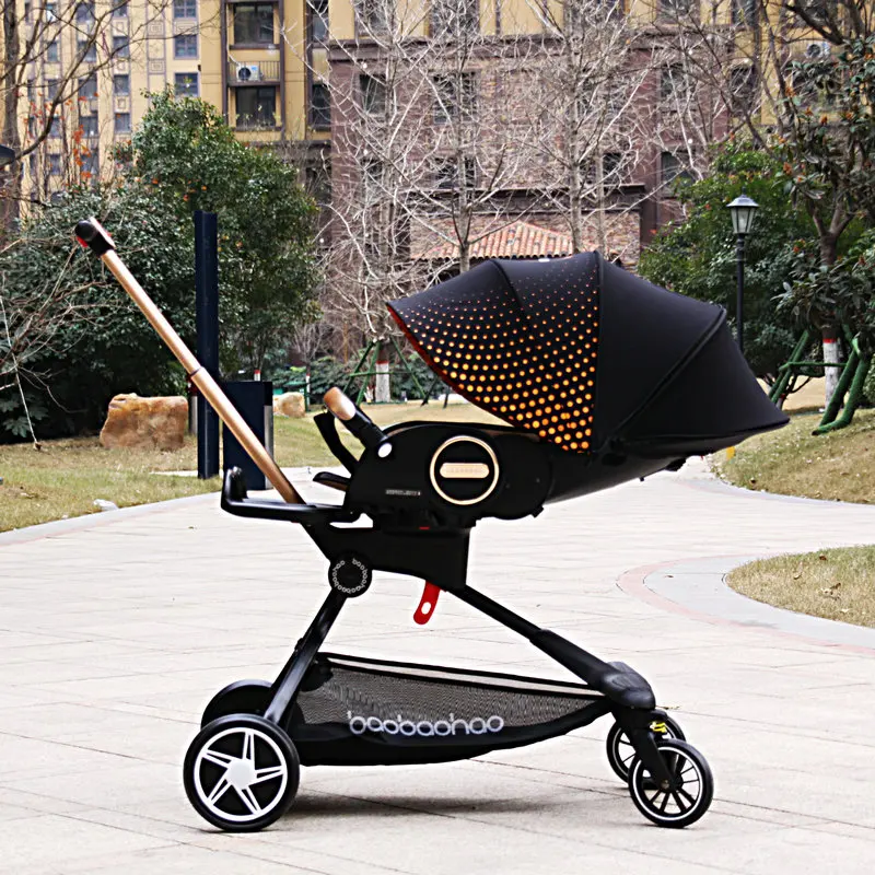Baby stroller can lie flat and fold two-way rotating high landscape lightweight stroller for newborns