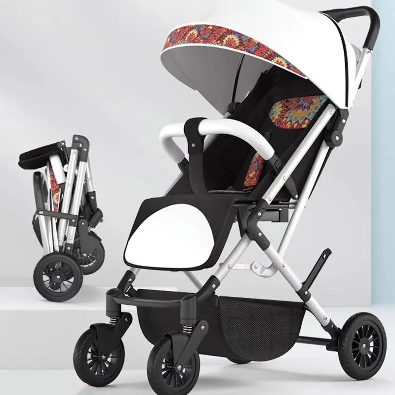Boarding Stroller Can Sit and Lie lightweight One Click Folding High View Baby Umbrella Car Full Mesh Breathable Children's