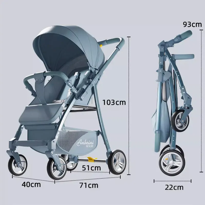 The Lightweight Baby Stroller Can Be Seated and Laid Down One-Button Folding Two-Way Promotion of 0-3 Years Old Baby Stroller