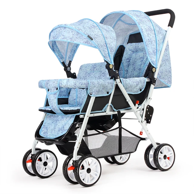 Can Sit Lying Twins Baby Stroller Lightweight Pram Folding Travel System Two Babies Double Stroller Cart Buggy Pushchair 1 M~4 Y