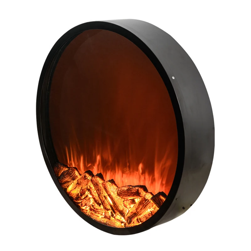 60*18CM Wall Electric Fireplace European Round Electric Heating Fireplace Home Decoration Intelligent Remote Fireplace
