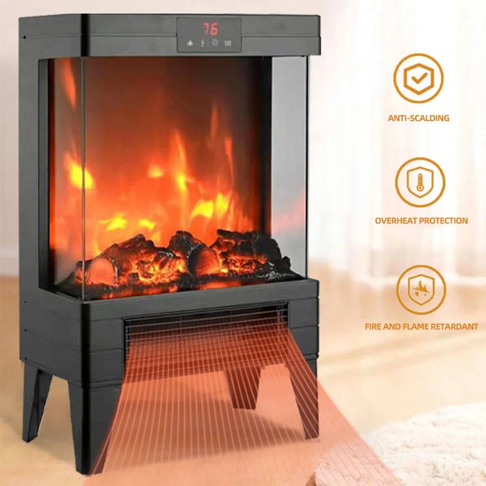 Electric Fireplace Indoor Smokeless Household 3D Flame Heater Fan