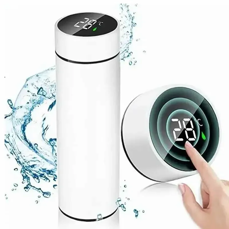 Stainless Steel Thermal Bottle with Digital Thermometer 500ml Led Bilayer Flask Vacuum Insulated Bottle Portable Thermos Bottle