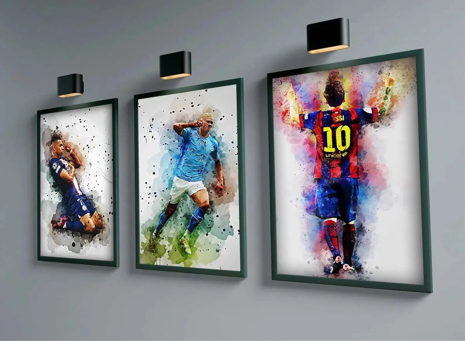 Pop Watercolor Football Star Wall Art Poster for Dorm Room Home Decoration Canvas Painting Photo Print Artwork Gift