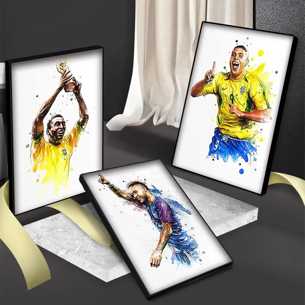 Pop Watercolor Football Star Wall Art Poster for Dorm Room Home Decoration Canvas Painting Photo Print Artwork Gift