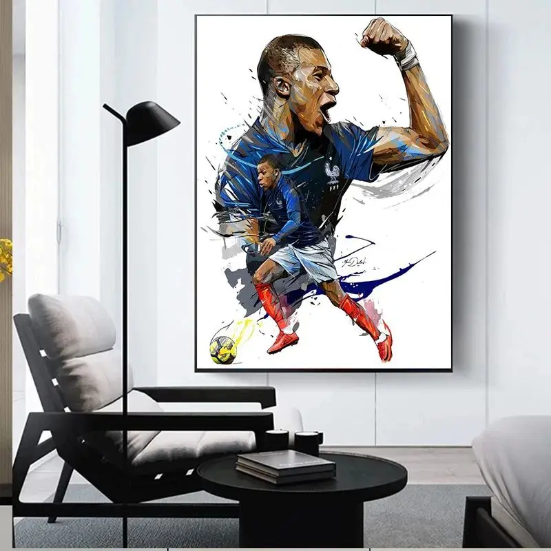 Pop Watercolor Football Star Wall Art Poster for Dorm Room Home Decoration Canvas Painting Photo Print Artwork Gift