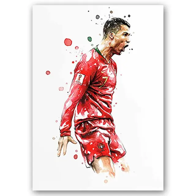 Pop Watercolor Football Star Wall Art Poster for Dorm Room Home Decoration Canvas Painting Photo Print Artwork Gift