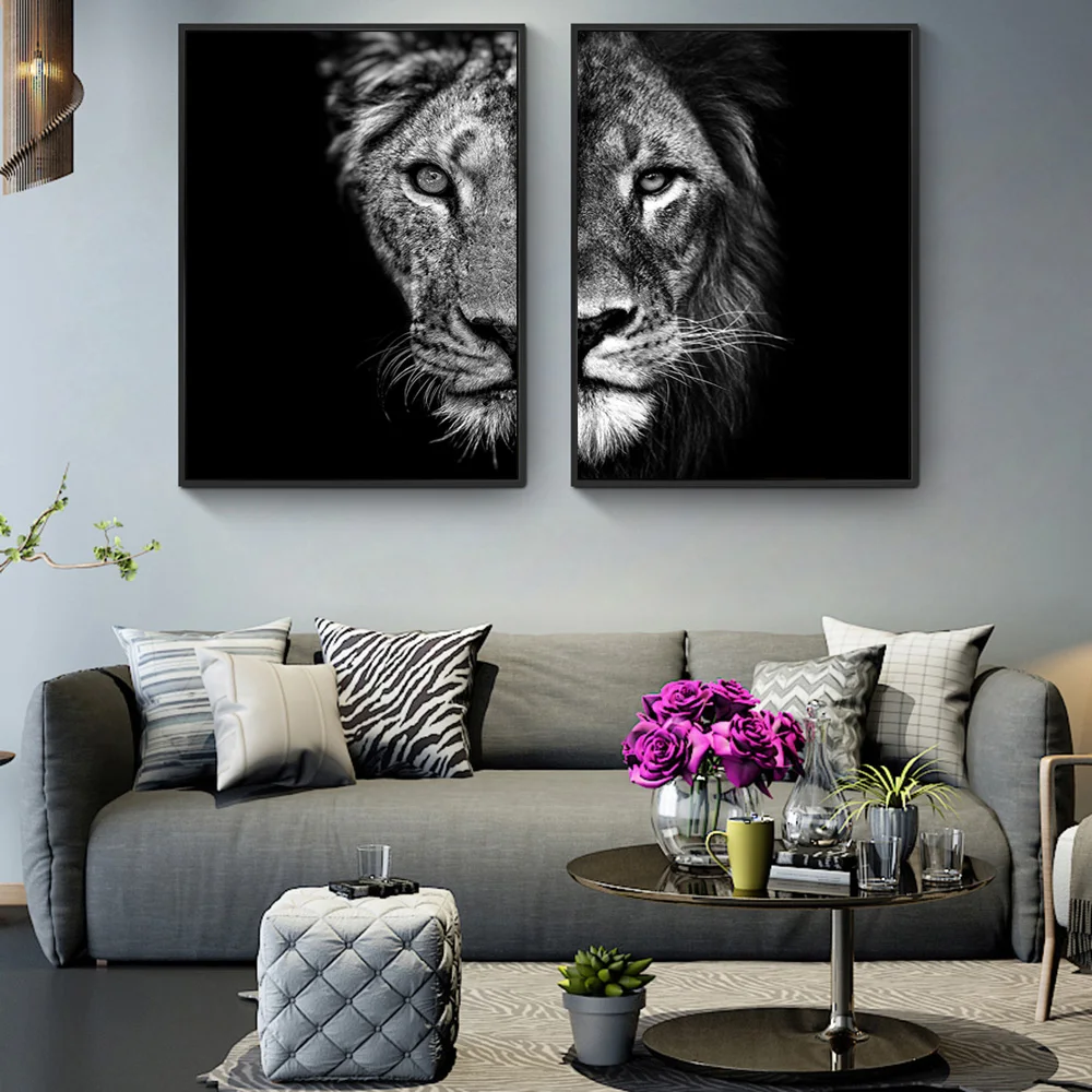 African Lion Canvas Paintings On The Wall Posters And Prints Animals Modular Pictures For Living Room Cuadro