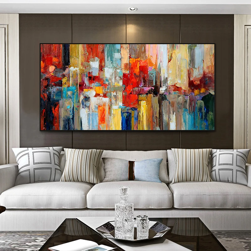 Modern Home Decoration Wall Pictures For Living Room Mural Colorful Paint Textured Abstract Oil Painting On Canvas Wall