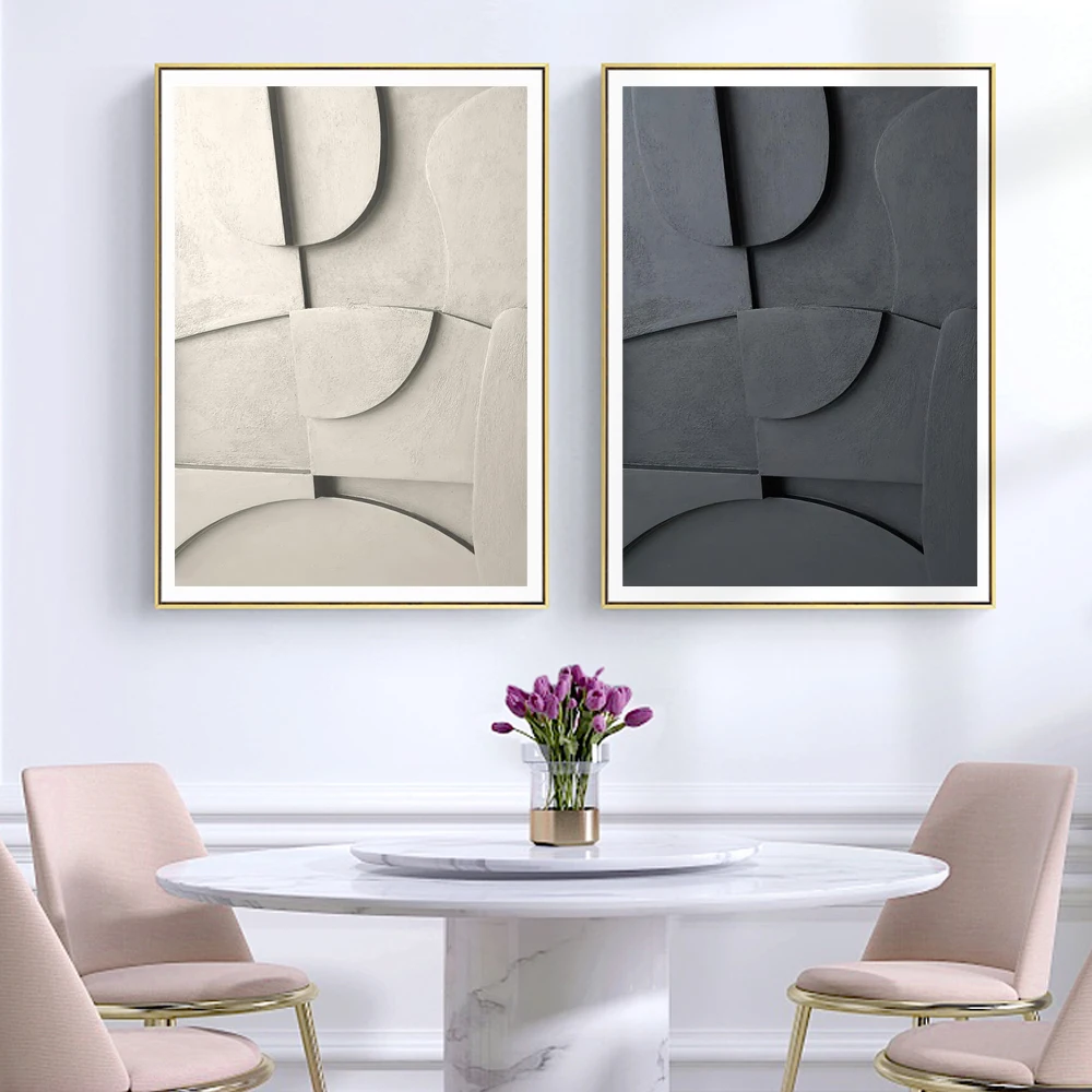 Abstract Texture 3d Geometric Line Art Painting On Canvas Prints Modern Minimal Wall Décor Sculptural Poster