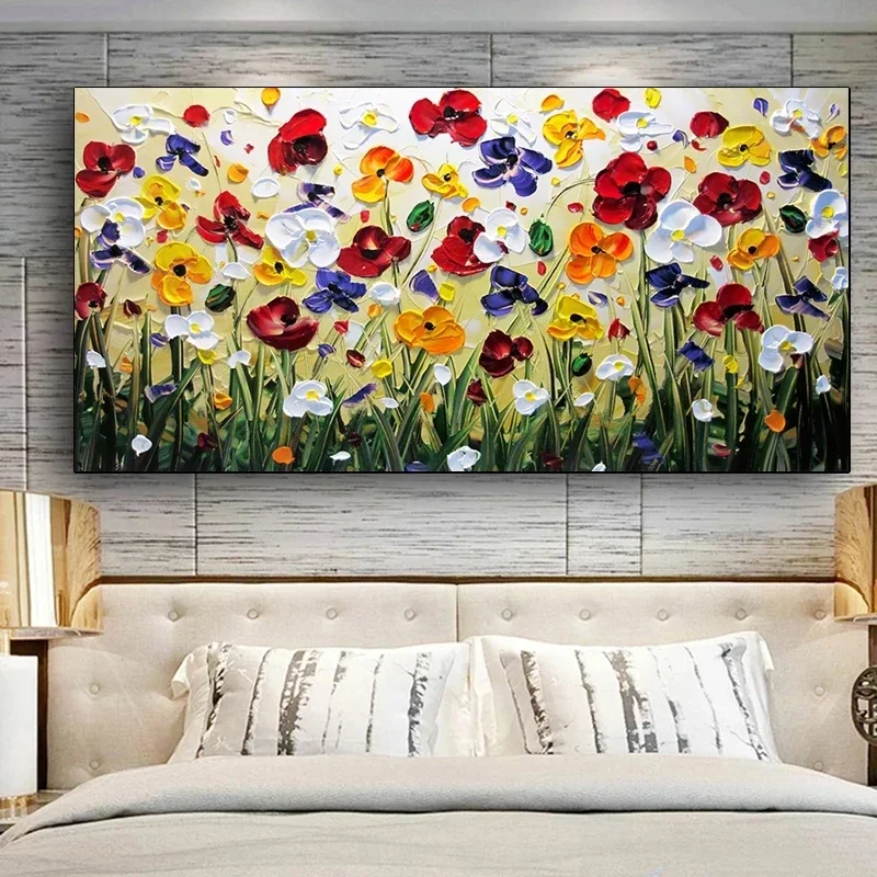 Nordic Art Abstract Flowers Oil Painting on Canvas Wall Art Posters and Prints Wall Pictures Living Room Home Cuadros Decor