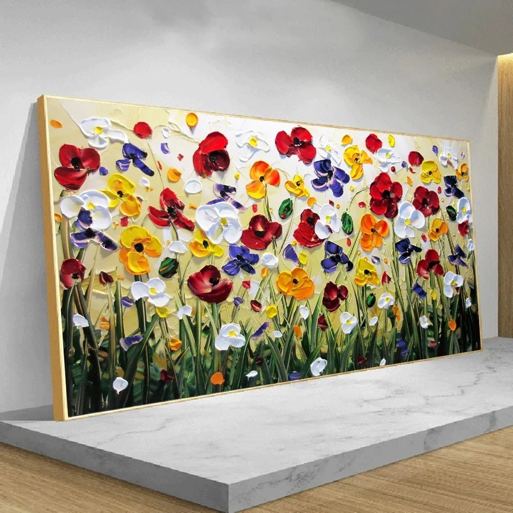 Nordic Art Abstract Flowers Oil Painting on Canvas Wall Art Posters and Prints Wall Pictures Living Room Home Cuadros Decor