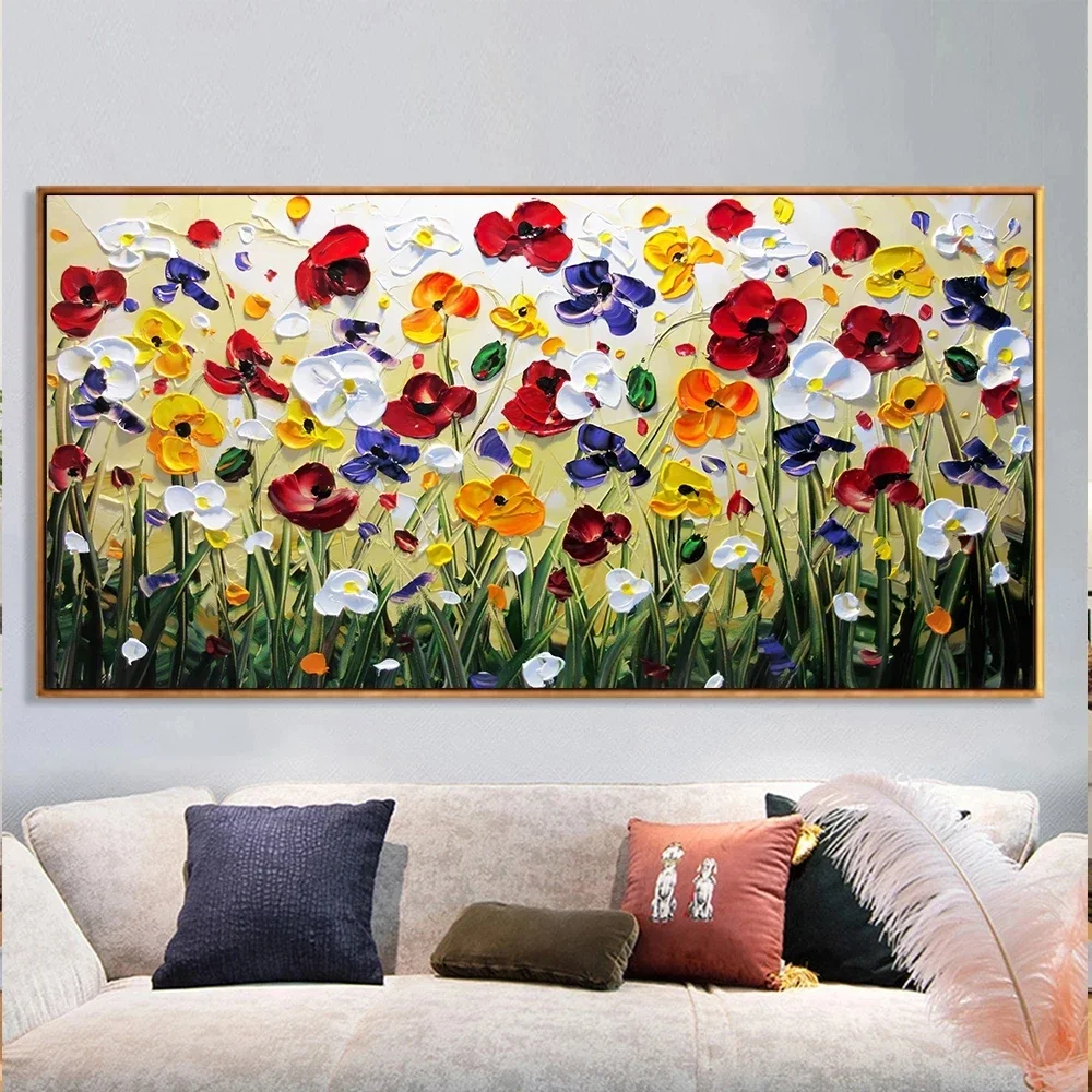 Nordic Art Abstract Flowers Oil Painting on Canvas Wall Art Posters and Prints Wall Pictures Living Room Home Cuadros Decor