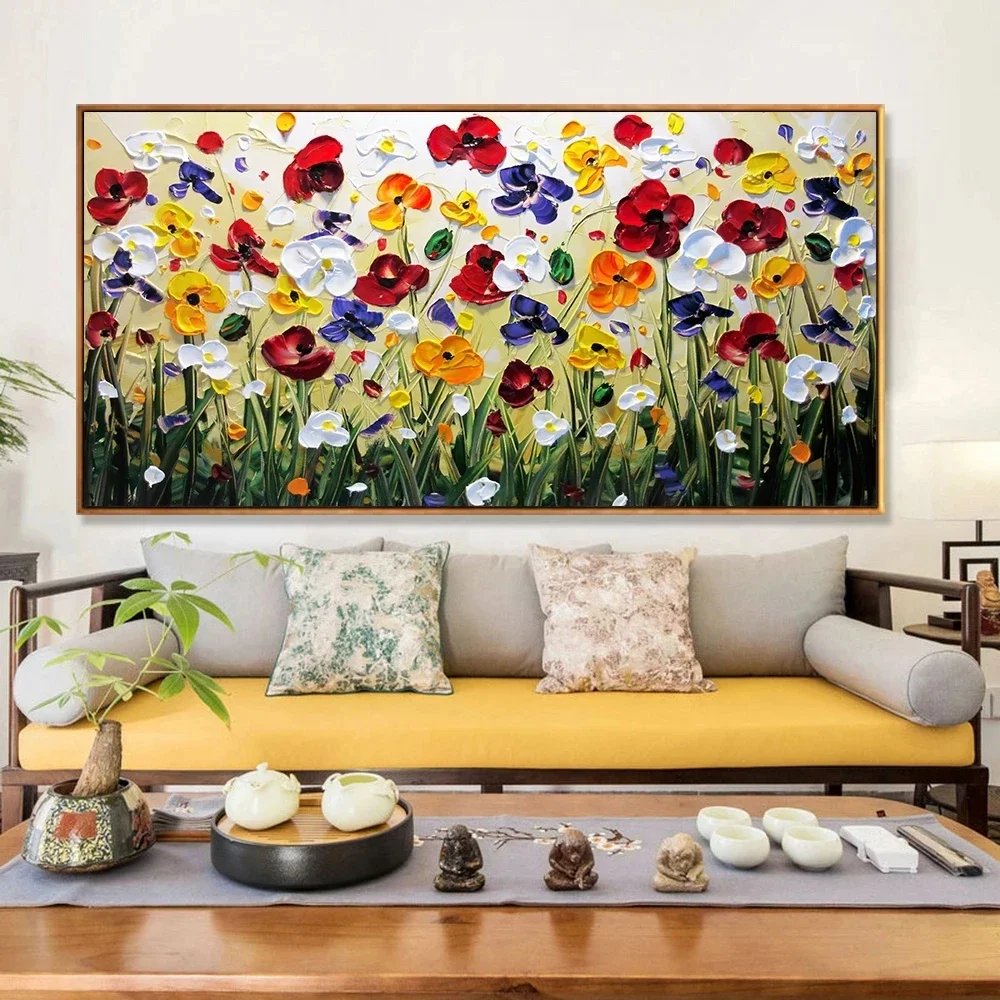 Nordic Art Abstract Flowers Oil Painting on Canvas Wall Art Posters and Prints Wall Pictures Living Room Home Cuadros Decor