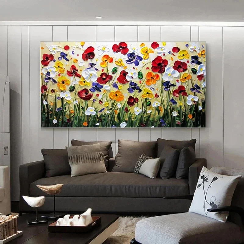 Nordic Art Abstract Flowers Oil Painting on Canvas Wall Art Posters and Prints Wall Pictures Living Room Home Cuadros Decor