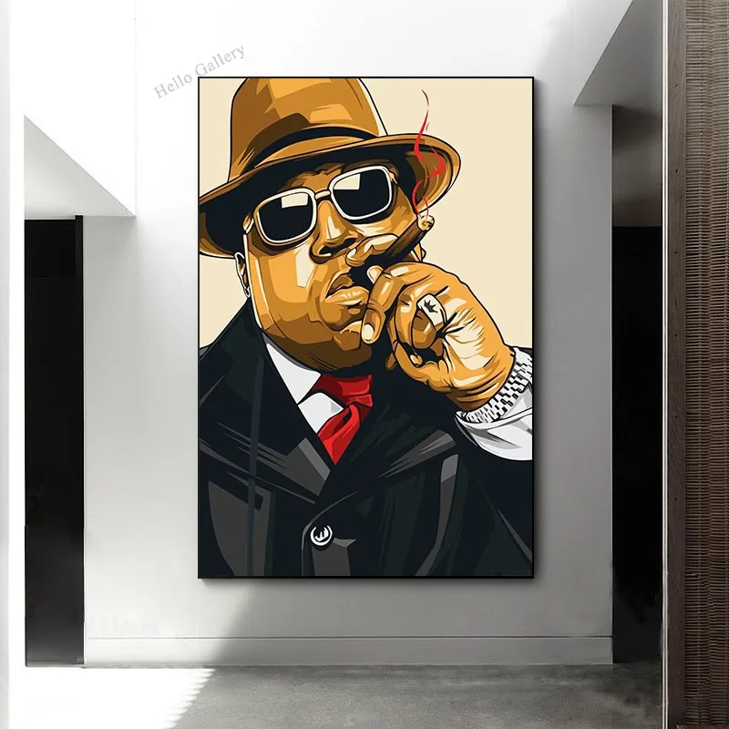 Notorious BIG Biggie Smalls Smoking Poster Canvas Print Wall Art Famous Hip Hop Singer Painting Pictures Music Fans Home Decor