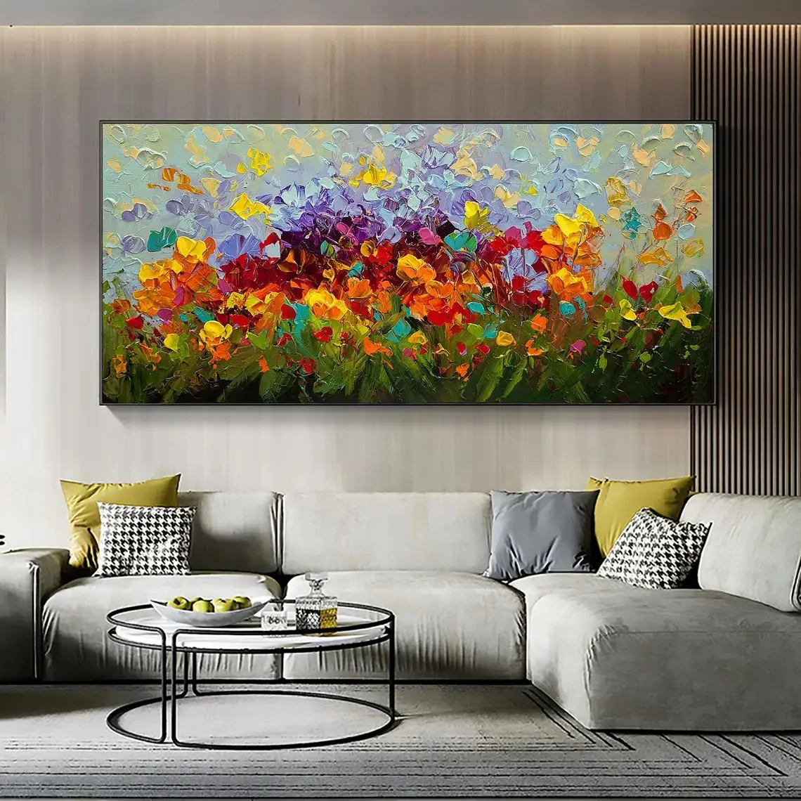 Abstract Colorful Flower Landscape Oil Painting Print on Canvas Large Size Wall Art Canvas Poster Picture for Modern Home Decor