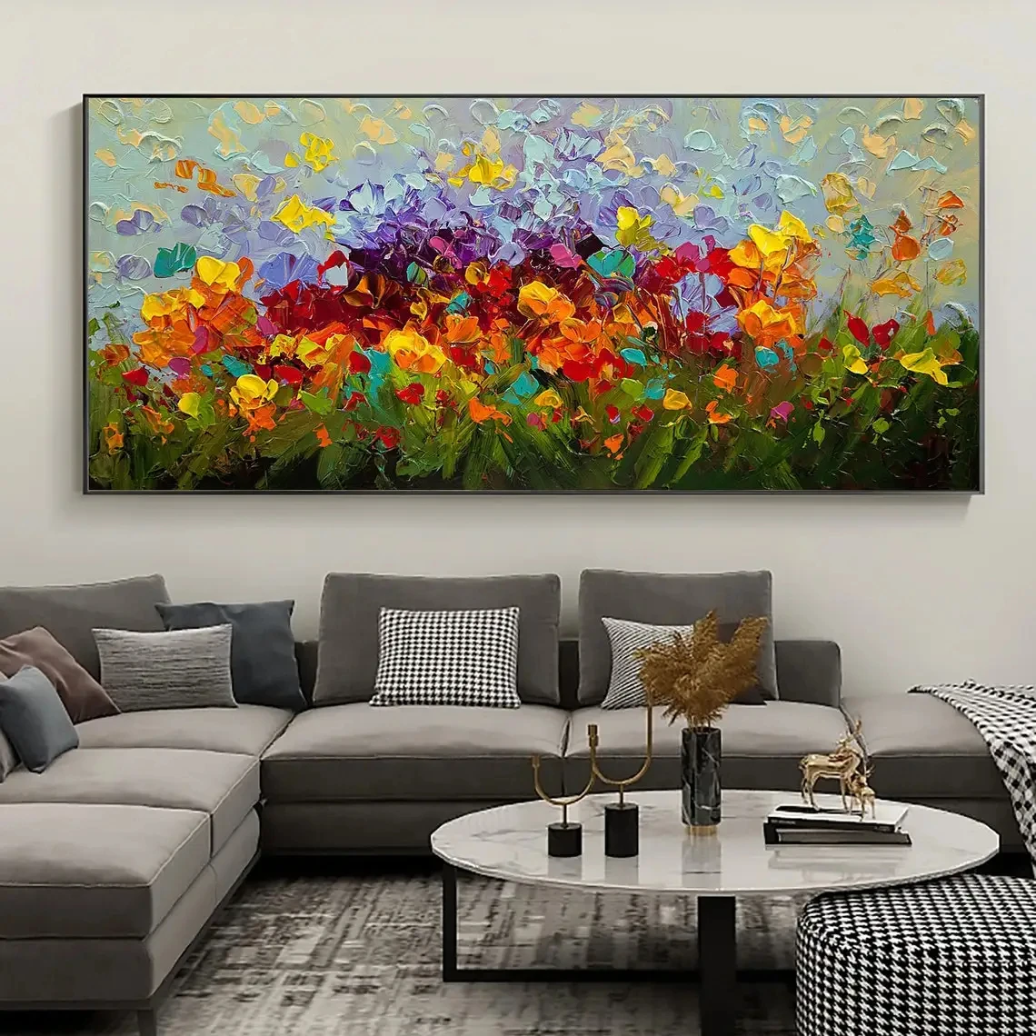 Abstract Colorful Flower Landscape Oil Painting Print on Canvas Large Size Wall Art Canvas Poster Picture for Modern Home Decor