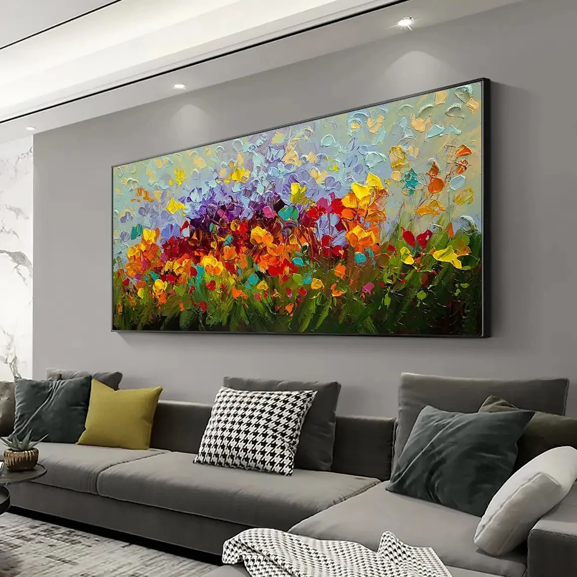 Abstract Colorful Flower Landscape Oil Painting Print on Canvas Large Size Wall Art Canvas Poster Picture for Modern Home Decor