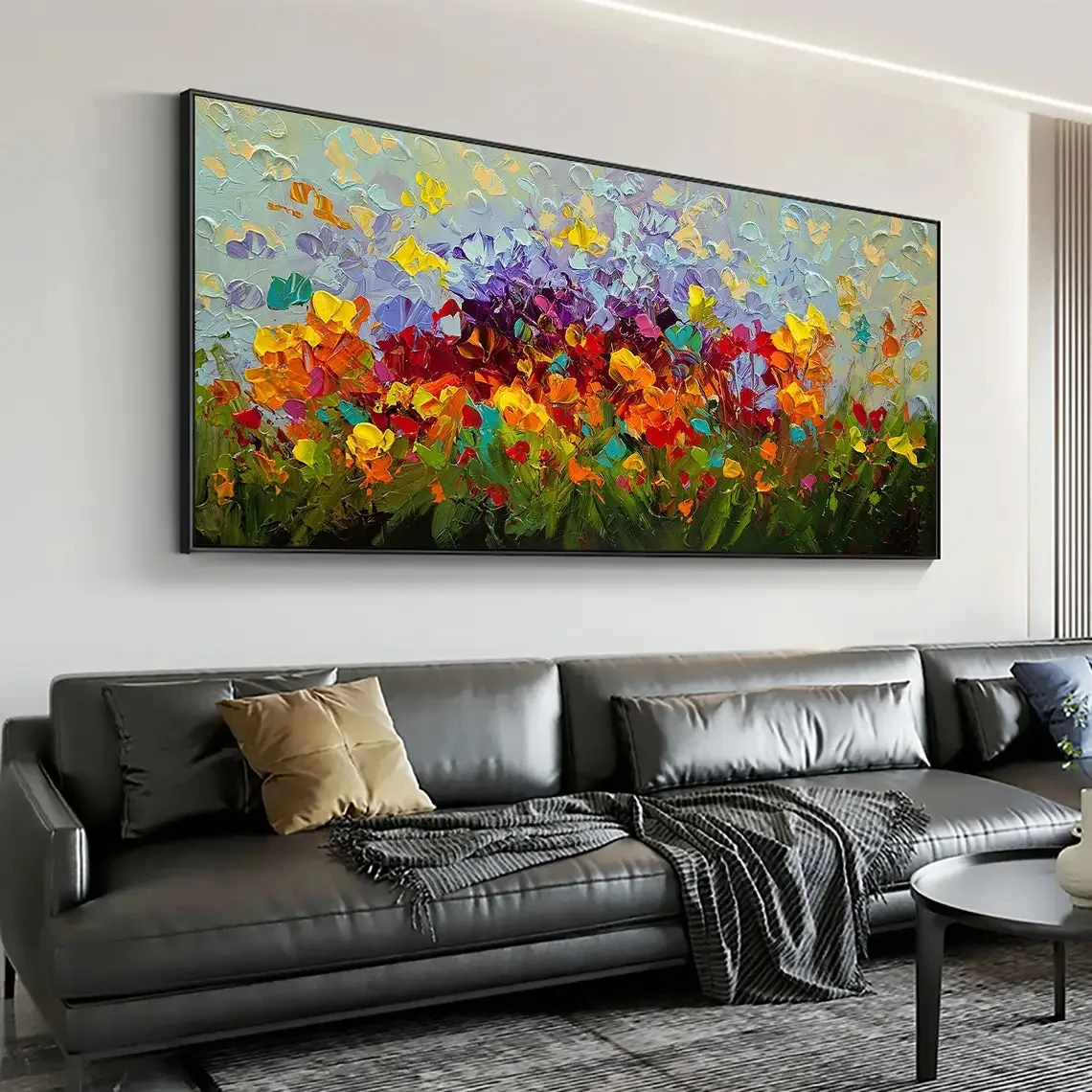 Abstract Colorful Flower Landscape Oil Painting Print on Canvas Large Size Wall Art Canvas Poster Picture for Modern Home Decor