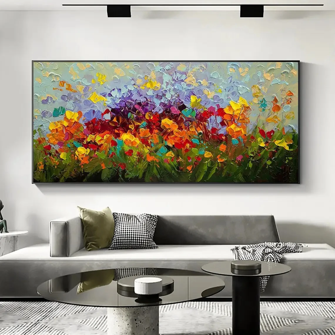 Abstract Colorful Flower Landscape Oil Painting Print on Canvas Large Size Wall Art Canvas Poster Picture for Modern Home Decor