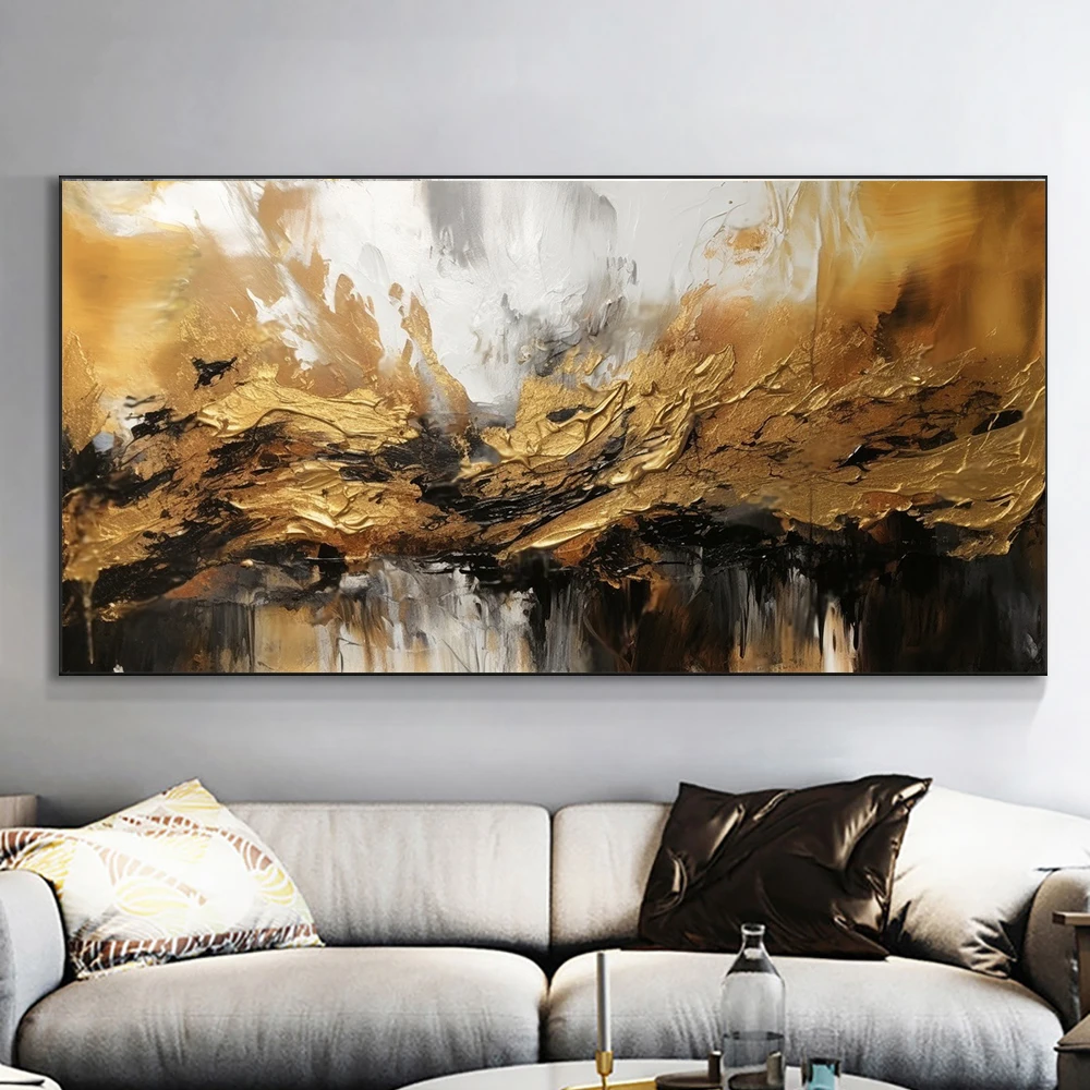 Wall Painting Abstract Golden Art Wall Pictures For Living Room Canvas Painting Home Decor Posters And Prints Vintage Cuadros