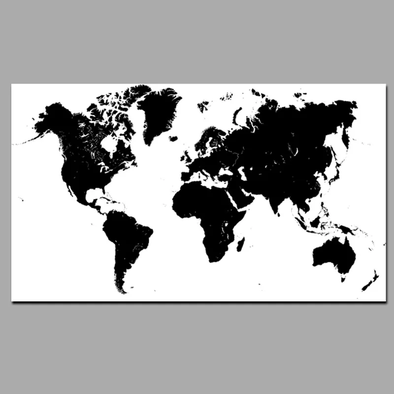 Large Size Abstract Black and White World Map Modern Painting on Canvas Poster Print Wall Art Picture for Living Room Cuadros