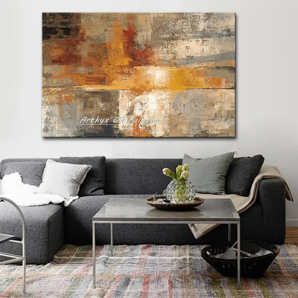 Hand-Painted Thick Texture Abstract Oil Painting On Canvas Large Modern Wall Art Pictures For Living Room Home Decoration