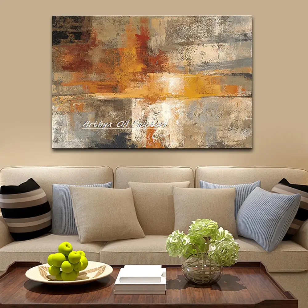 Hand-Painted Thick Texture Abstract Oil Painting On Canvas Large Modern Wall Art Pictures For Living Room Home Decoration