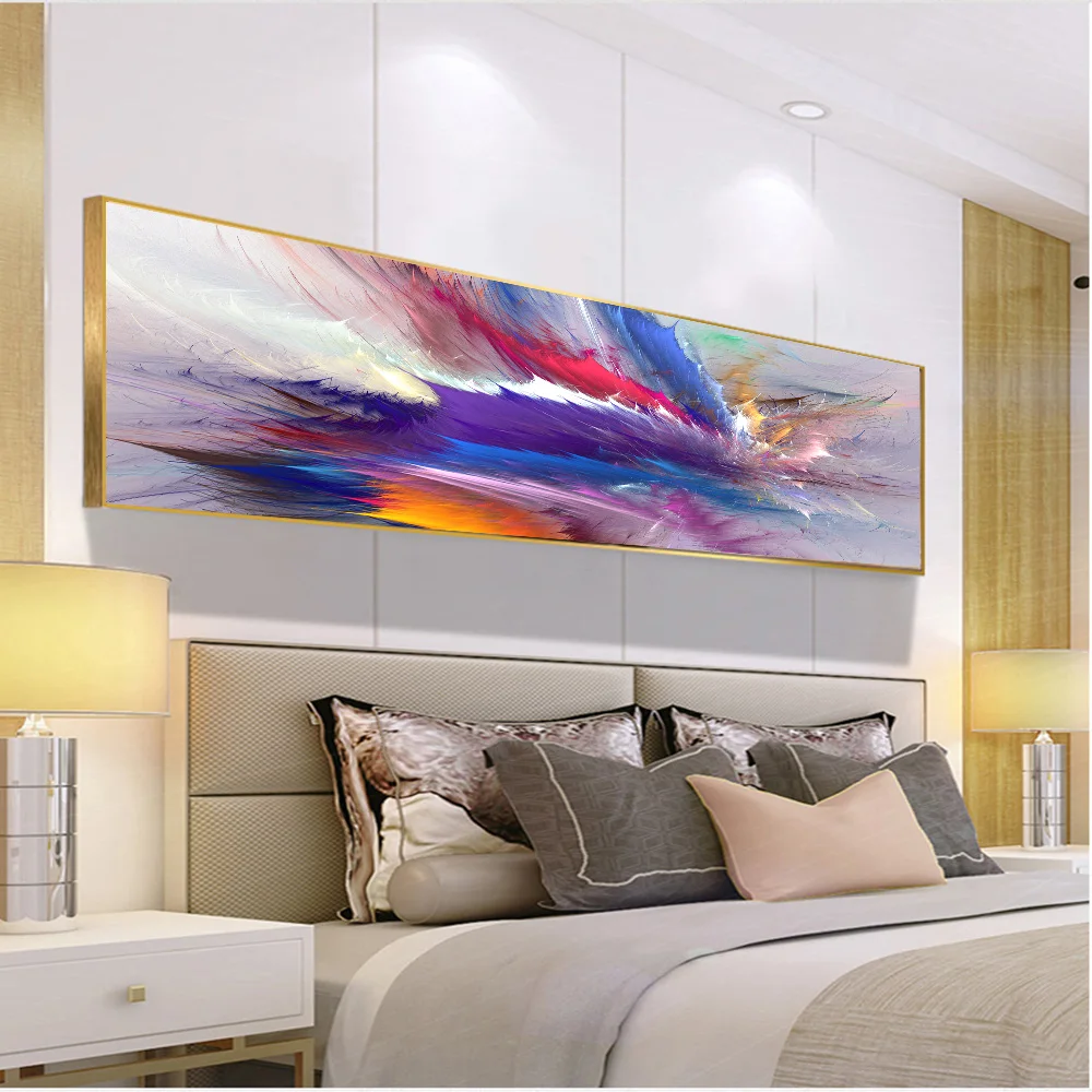 Larger Size Abstract Art Canvas Painting Colorful Clouds Modern Wall Pictures Canvas Prints Poster For Living Room Home Decor