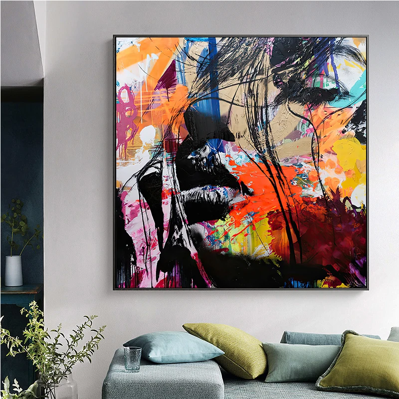 130*130cm Nielly Francoise Portrait Oil Painting Abstract Women Face Canvas Painting Wall Art Posters Prints Home Decor Picture