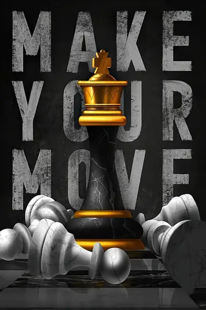 Golden Chess Motivation Life Quote Nordic Decor Wall Art Black and White Poster Painting on the Canvas Prints Pictures