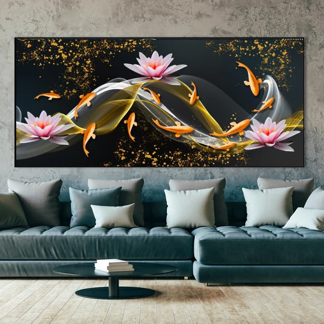 Abstract Multi Color Fish Canvas Painting Wall Art Colorful Betta Fish Rainbow Fish Wall Pictures Poster for Living Room DecorPr