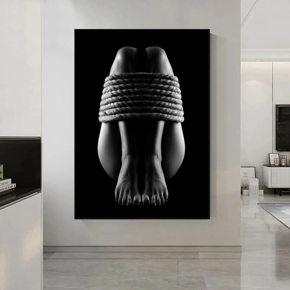 Modern Nude Girl Posters And Prints Black White Sexy Naked Woman Wall Art Lady Body Shadow Canvas Painting For Living Room