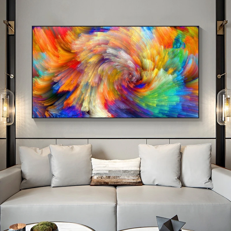 Abstract Wall Art Rainbow Color Splash Oil Paintings On Canvas Wall Posters And Print Cuadro Picture